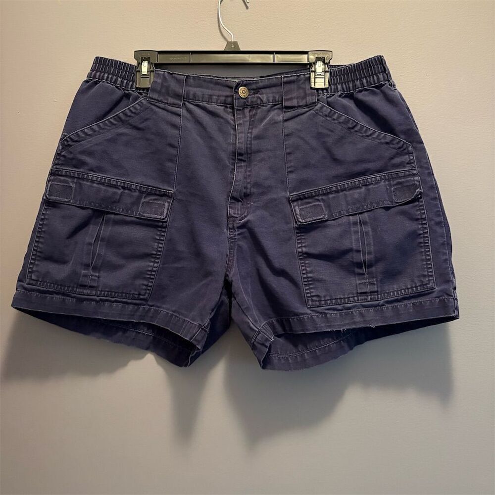 Cabela's Men's Cargo Shorts Size 38 Blue Elastic Waist Utility Pockets